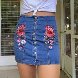 PacSun Embroidered Denim Skirt
